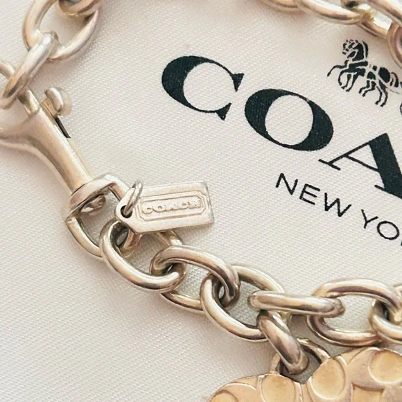 Coach 925 Y2K Heart Sterling Silver Charm Bracelet - Picture 5 of 11